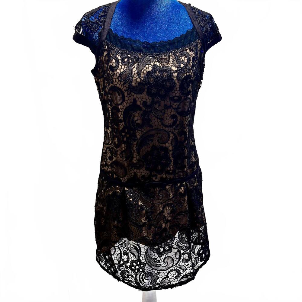 Hoss Intropia Black Lace Retro Mod Dress Pleated Short 4